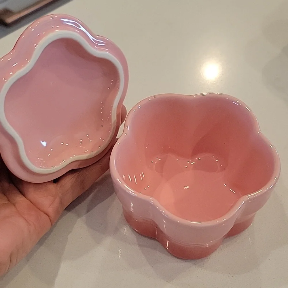 Le Creuset Salmon Pink Flower Cocotte
